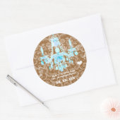 Aqua Damask Chandelier Ronde Sticker (Envelop)