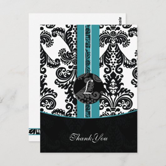 aqua damask Dankuwel Kaarten (Voorkant / Achterkant)