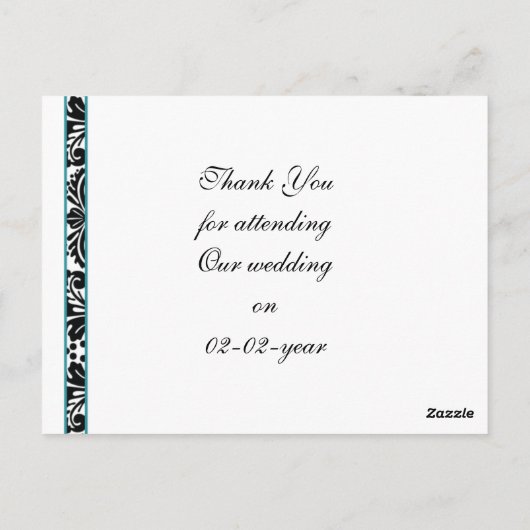 aqua damask Dankuwel Kaarten (Achterkant)