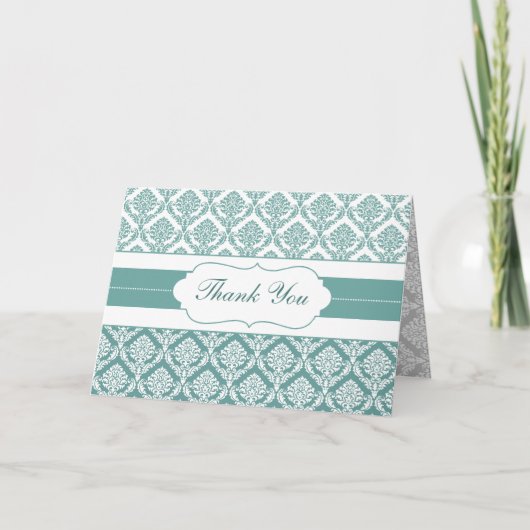 aqua damask Dankuwel Kaarten (Voorkant)