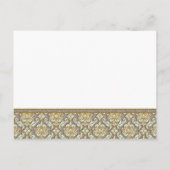 Aqua Damask Grey bruiloft uitnodiging Briefkaart (Achterkant)