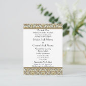 Aqua Damask Grey bruiloft uitnodiging Briefkaart (Staand voorkant)