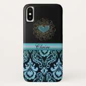  Aqua Damask met Heart Personalized Hoesje (Achterkant)