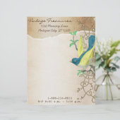  Aqua Damask Monogram Letterkop Gepersonaliseerd Briefhoofd (Staand voorkant)