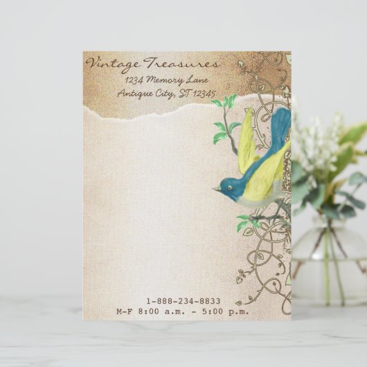  Aqua Damask Monogram Letterkop Gepersonaliseerd Briefhoofd (Staand voorkant)