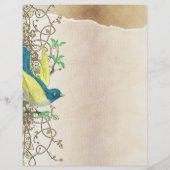  Aqua Damask Monogram Letterkop Gepersonaliseerd Briefhoofd (Achterkant)