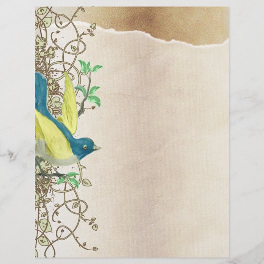  Aqua Damask Monogram Letterkop Gepersonaliseerd Briefhoofd (Achterkant)