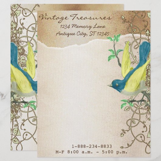  Aqua Damask Monogram Letterkop Gepersonaliseerd Briefhoofd (Voorkant / Achterkant)