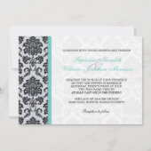 Aqua Damask Monogram Weddenschap Kaart (Voorkant)