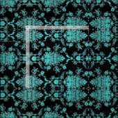 Aqua Damask op zwart ontwerp Stof (Delen)