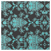 Aqua Damask op zwart ontwerp Stof (Close Up)