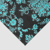Aqua Damask op zwart ontwerp Tissuepapier (Detail)