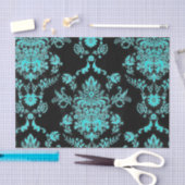 Aqua Damask op zwart ontwerp Tissuepapier (Craft)