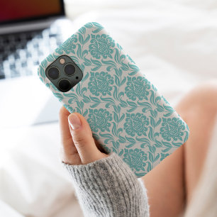 Aqua Damask Pattern iPhone 15 Pro Max Hoesje
