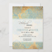  Aqua Damask Rehearsal Dinner Invitation Kaart (Voorkant)