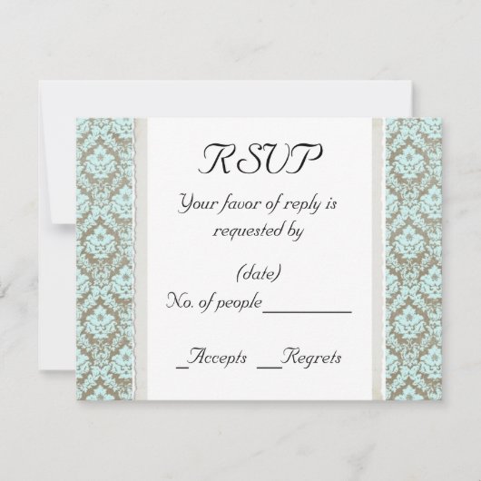 Aqua Damask RSVP-kaart Sjabloon (Voorkant)