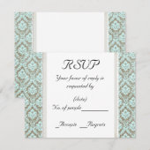 Aqua Damask RSVP-kaart Sjabloon (Voorkant / Achterkant)