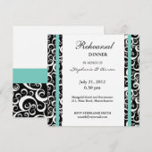 Aqua Damask Swirl Rehearsal Dinner Invitation Kaart (Voorkant / Achterkant)