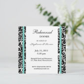 Aqua Damask Swirl Rehearsal Dinner Invitation Kaart (Staand voorkant)
