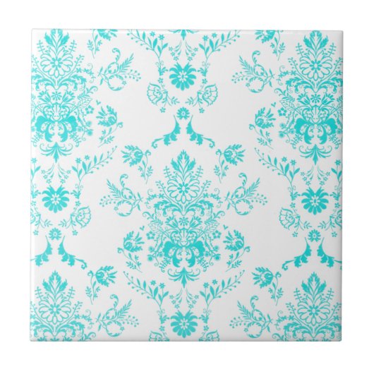 Aqua Damask Tegeltje (Voorkant)