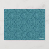 Aqua Damask Trouwtafel Nummer Kaart Receptie (Achterkant)