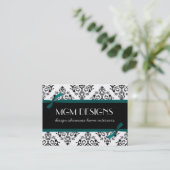 aqua damask Visitekaartjes (Staand voorkant)