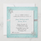 Aqua Damask Wedding Rehearsal Dinner Uitnodiging (Achterkant)