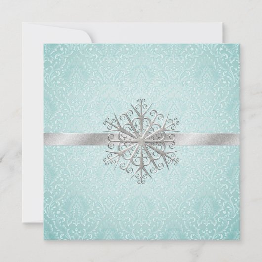 Aqua Damask Wedding Rehearsal Dinner Uitnodiging (Voorkant)