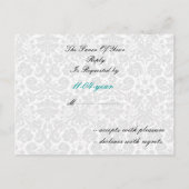 aqua damask Wedding rsvp card Uitnodiging Briefkaart (Achterkant)