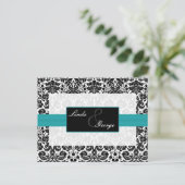 aqua damask Wedding rsvp card Uitnodiging Briefkaart (Staand voorkant)