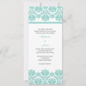 Aqua Damask Wedding Uitnodiging (Voorkant)