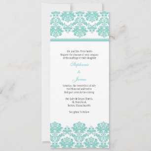 Aqua Damask Wedding Uitnodiging