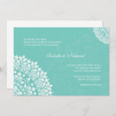 Aqua Damask Wedding Uitnodiging (Voorkant / Achterkant)