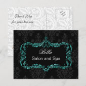 aqua damast gouden zakelijke bedankkaartjes briefkaart (Voorkant / Achterkant)