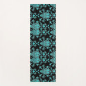 Aqua Damast op Zwarte Chic Design Yogamat (Voorkant)