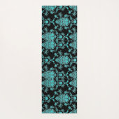 Aqua Damast op Zwarte Chic Design Yogamat (Achterkant)