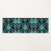Aqua Damast op Zwarte Chic Design Yogamat (Voorkant (horizontaal))