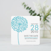 Aqua Dandelion sparen de Mededelingen van de Datum Save The Date (Staand voorkant)