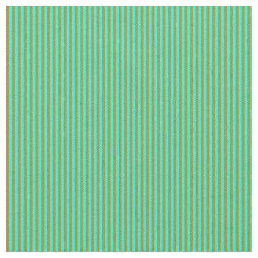 Aqua & Dark Goldenrod Striped Pattern Stof (Close Up)