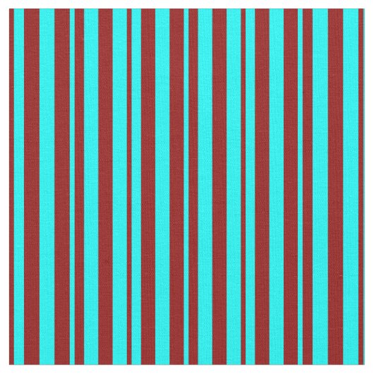 Aqua & Dark Red Striped Patroon Stof (Close Up)