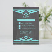 Aqua Deco Chalkboard Response Kaart (Staand voorkant)
