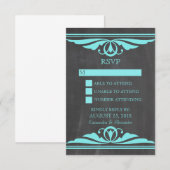 Aqua Deco Chalkboard Response Kaart (Voorkant / Achterkant)