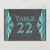 Aqua Deco Chalkboard Table Number Briefkaart (Achterkant)