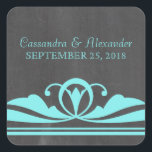Aqua Deco Chalkboard Wedding Stickers<br><div class="desc">Elegant en chic Deco Chalkboard Wedding Stickers met een trendy chalkboard textuur kijken naar de achtergrond en een paar turquoise art deco wervelgrenzen. Deze mooie trouwstickers zijn perfect voor een kunstdeco van 1920. Eenvoudig aan te passen,  voeg gewoon je trouwgegevens toe. Klik op "Aanpassen" om aanvullende aanpassingsopties te vinden.</div>