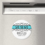 Aqua Deco Flourish Save the Date Magnet (Insitu (Vaatwasser))