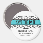 Aqua Deco Flourish Save the Date Magnet (Voorkant / Achterkant)