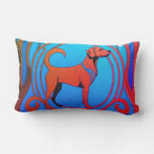 Aqua Deco Oranje hond Buitenkussen (Achterkant)