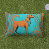 Aqua Deco Oranje hond Buitenkussen (Gras)