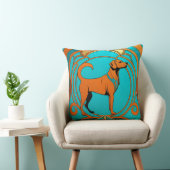 Aqua Deco Oranje hond Kussen (Stoel)