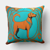 Aqua Deco Oranje hond Kussen (Achterkant)